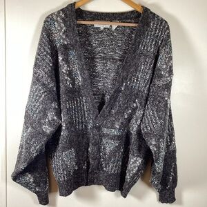 Vtg 90s Santana Cardigan Sweater Men’s Size XL Gray White Pastel Oversized